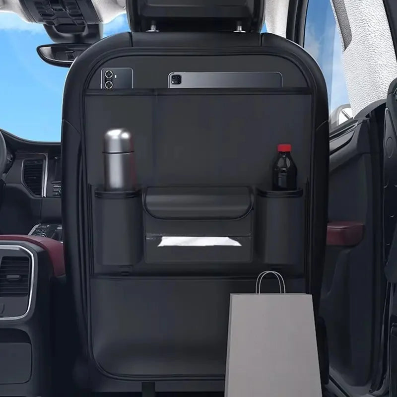 Leder Auto Rücksitz Zurück Lagerung Tasche Fahrzeug Stuhl Unterstützung Untersitz Organizer Verhindern Treten Pad Tisch Stil Rücksitz Tasche