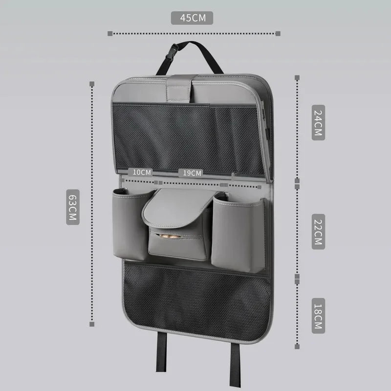 Leder Auto Rücksitz Zurück Lagerung Tasche Fahrzeug Stuhl Unterstützung Untersitz Organizer Verhindern Treten Pad Tisch Stil Rücksitz Tasche