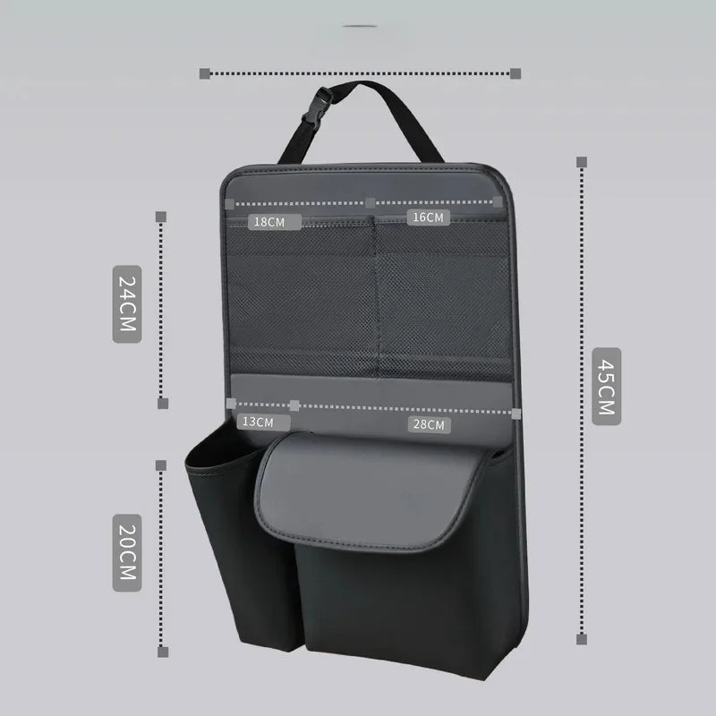 Leder Auto Rücksitz Zurück Lagerung Tasche Fahrzeug Stuhl Unterstützung Untersitz Organizer Verhindern Treten Pad Tisch Stil Rücksitz Tasche