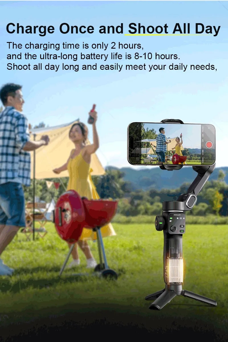 AOCHUAN Handheld Gimbal Stabilizer 3-Axis Smart V8 For Phone with Extension Rod Tripod Face Tracking For iPhone Android TikTok