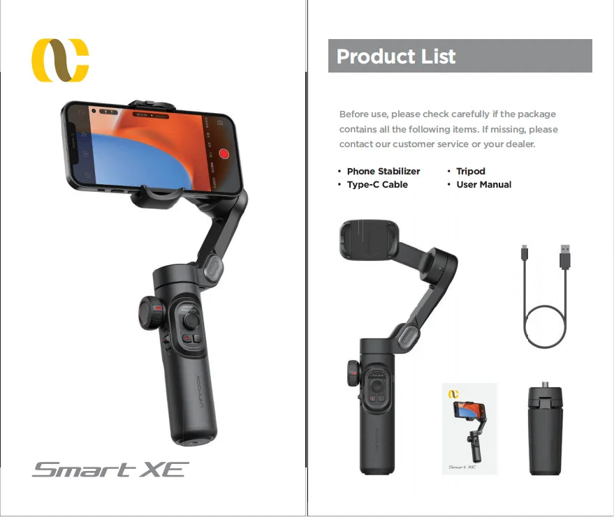 AOCHUAN 3-Axis Handheld Gimbal Stabilizer SmartXE for Smartphone for iPhone Android AI Face Tracking TikTok Vlog