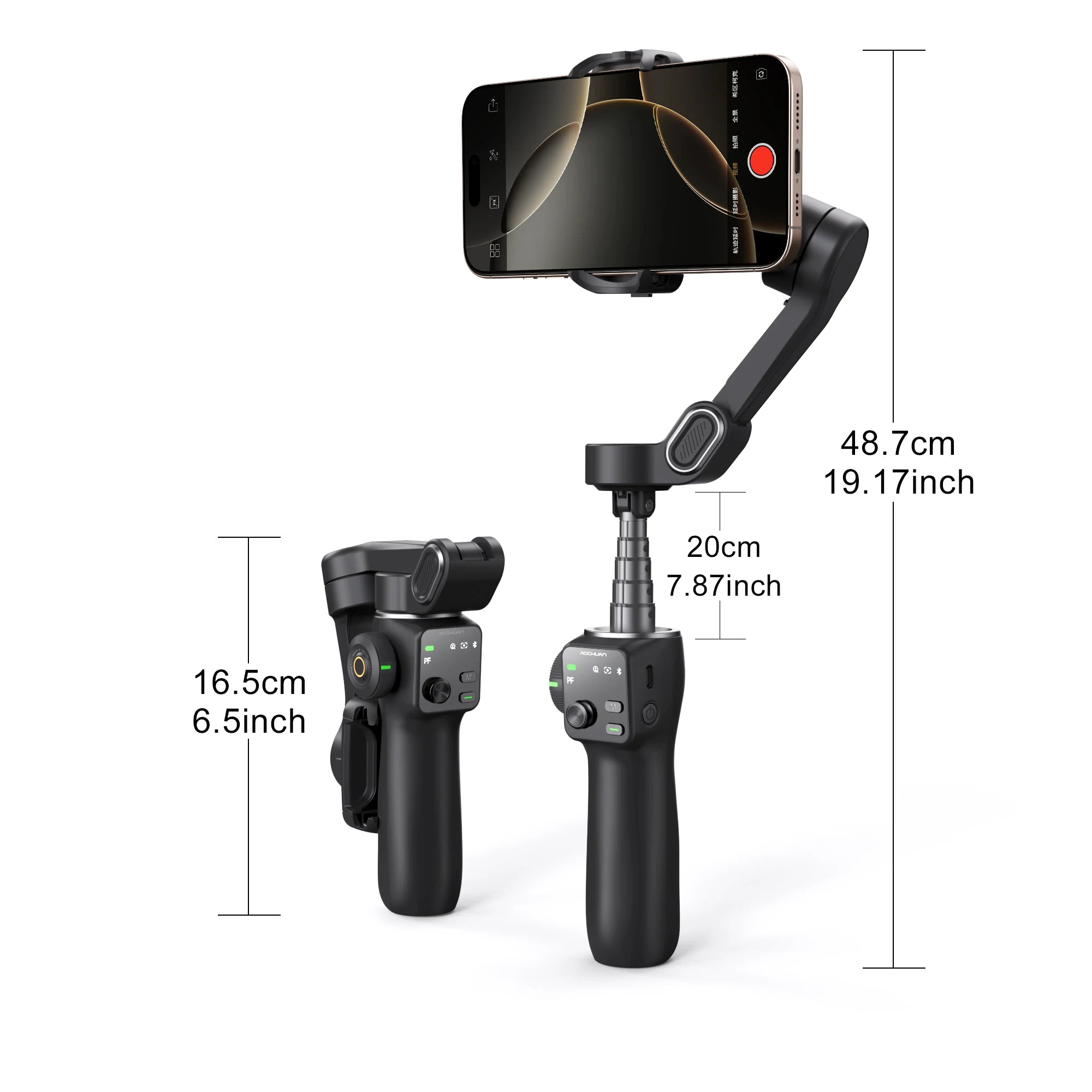 AOCHUAN Handheld Gimbal Stabilizer 3-Axis Smart V8 For Phone with Extension Rod Tripod Face Tracking For iPhone Android TikTok