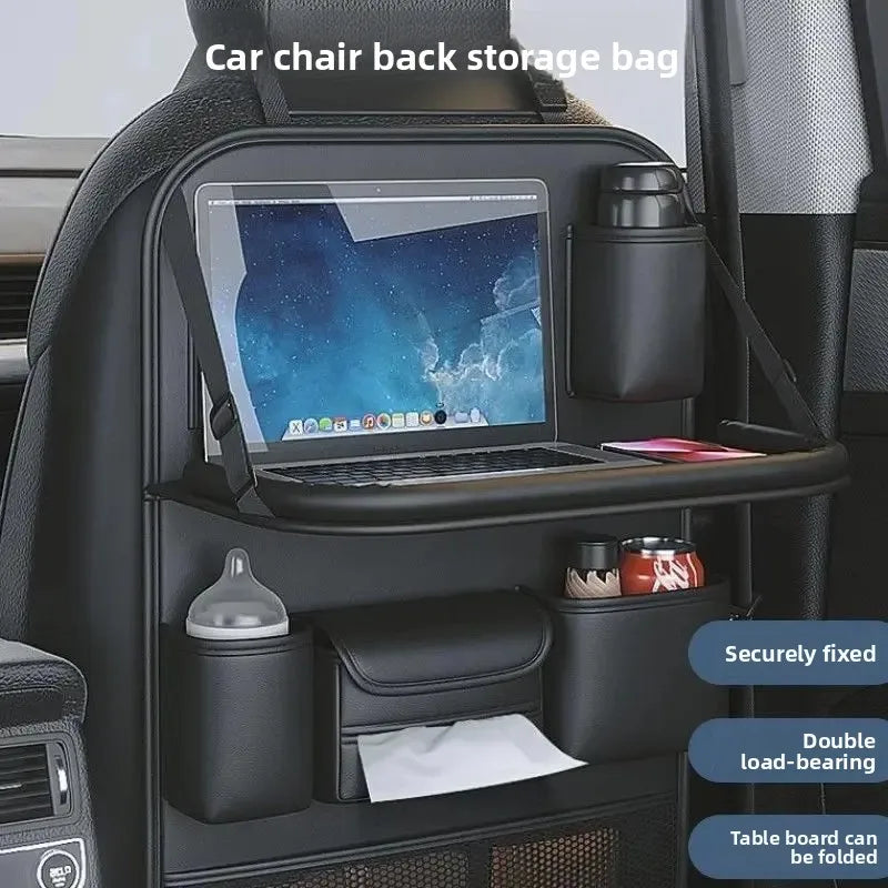 Leder Auto Rücksitz Zurück Lagerung Tasche Fahrzeug Stuhl Unterstützung Untersitz Organizer Verhindern Treten Pad Tisch Stil Rücksitz Tasche