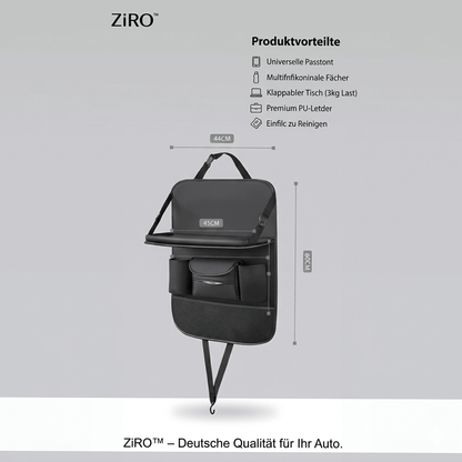 Premium Leder Auto - Organizer mit Klapptisch - ziro