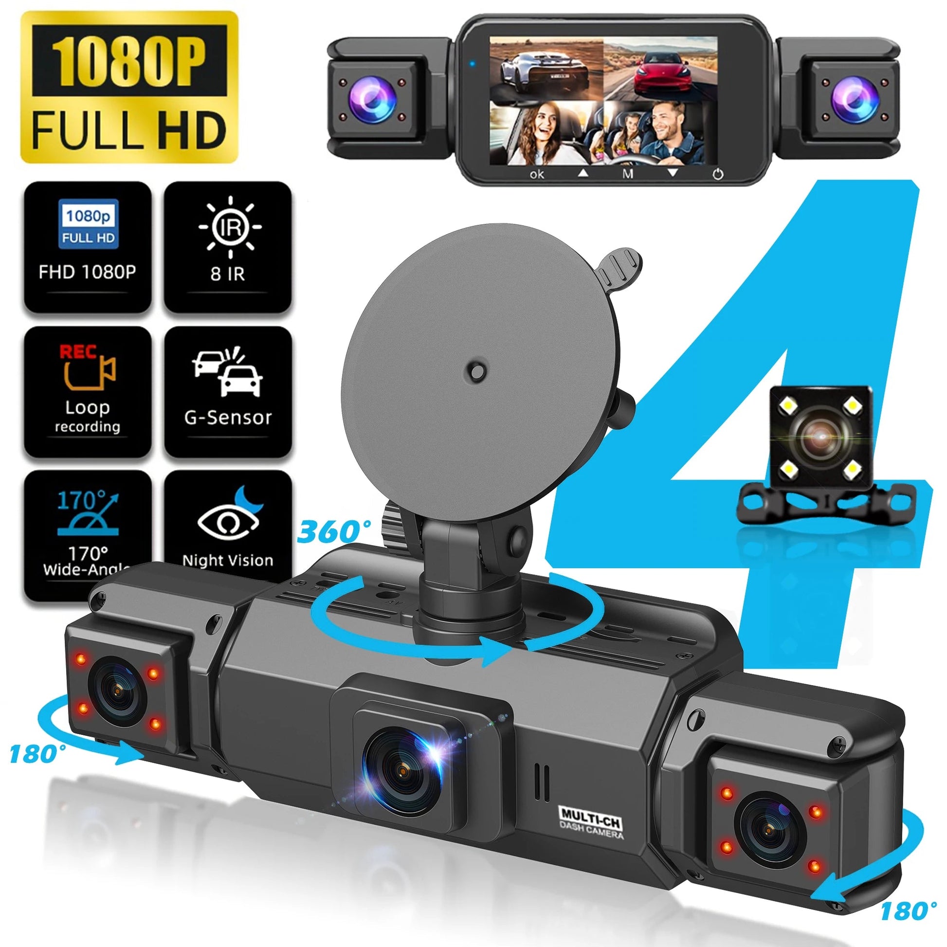 Ziro™ GuardVision 4CH Pro – 360° WiFi 6 Dashcam - ziro