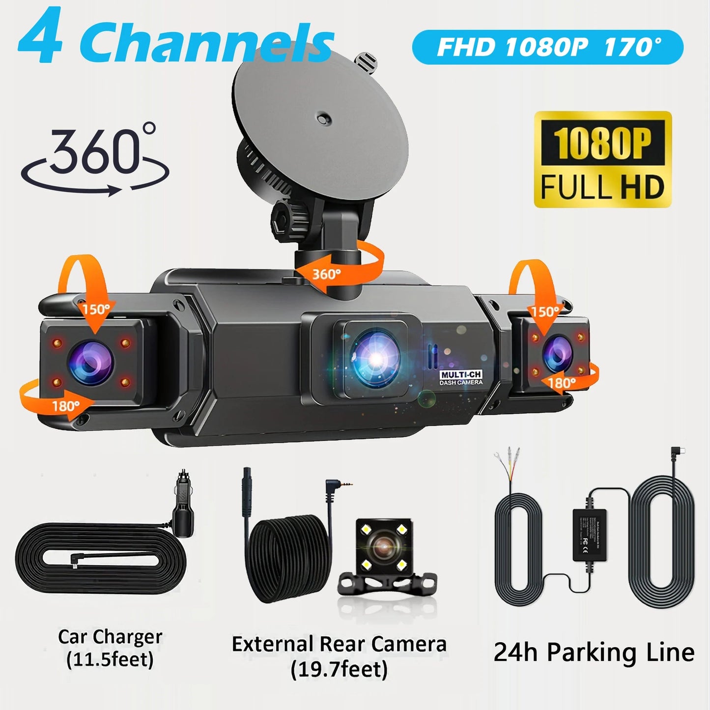 Ziro™ GuardVision 4CH Pro – 360° WiFi 6 Dashcam - ziro