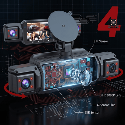 Ziro™ GuardVision 4CH Pro – 360° WiFi 6 Dashcam - ziro