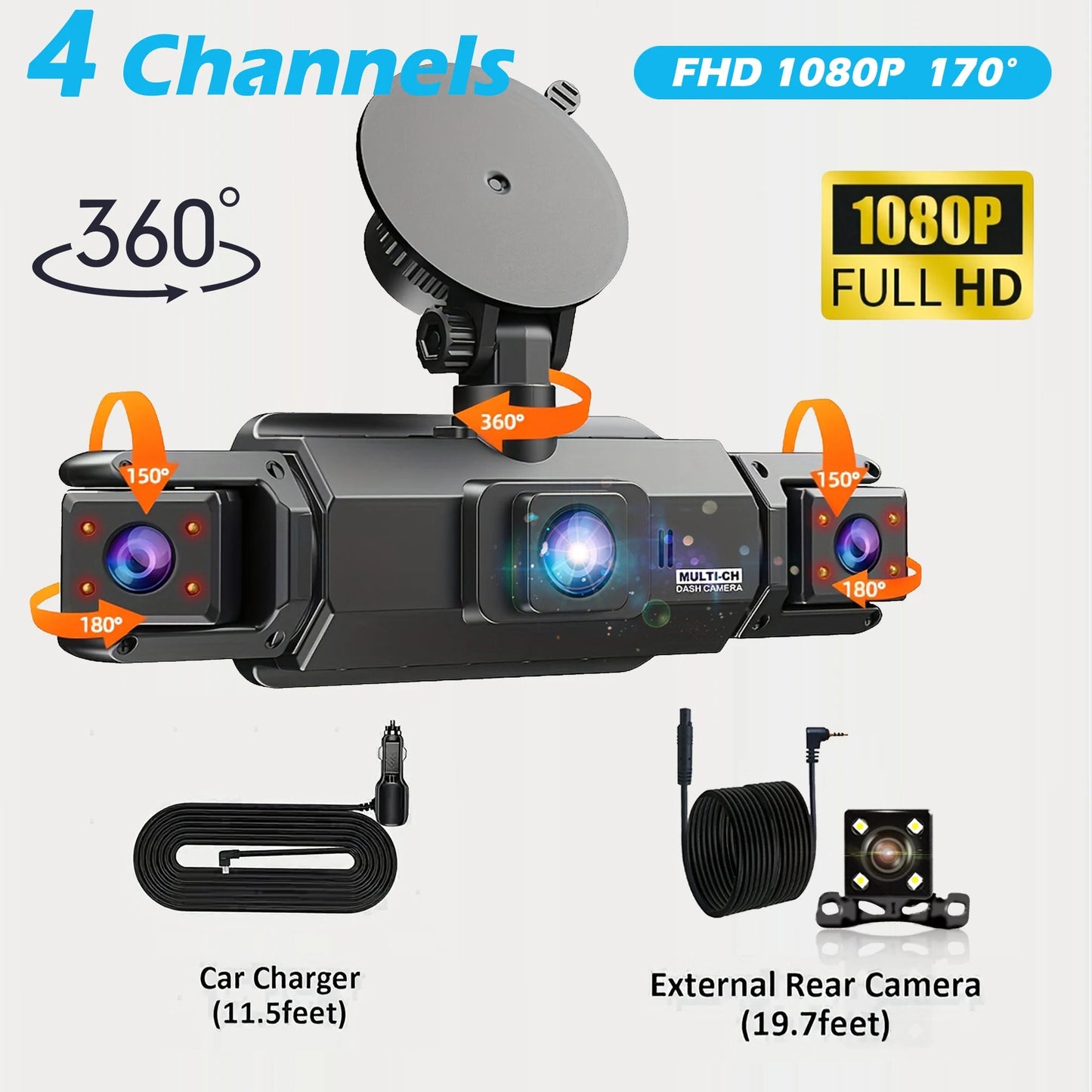 Ziro™ GuardVision 4CH Pro – 360° WiFi 6 Dashcam - ziro