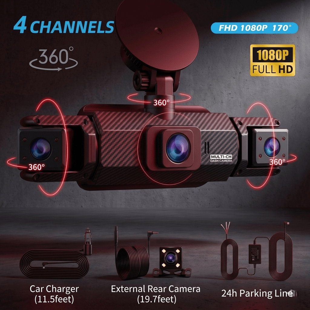 Ziro™ GuardVision 4CH Pro – 360° WiFi 6 Dashcam - ziro