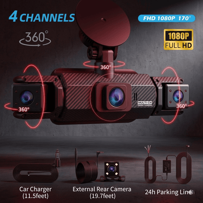 Ziro™ GuardVision 4CH Pro – 360° WiFi 6 Dashcam - ziro