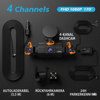 Ziro™ GuardVision 4CH Pro – 360° WiFi 6 Dashcam - ziro